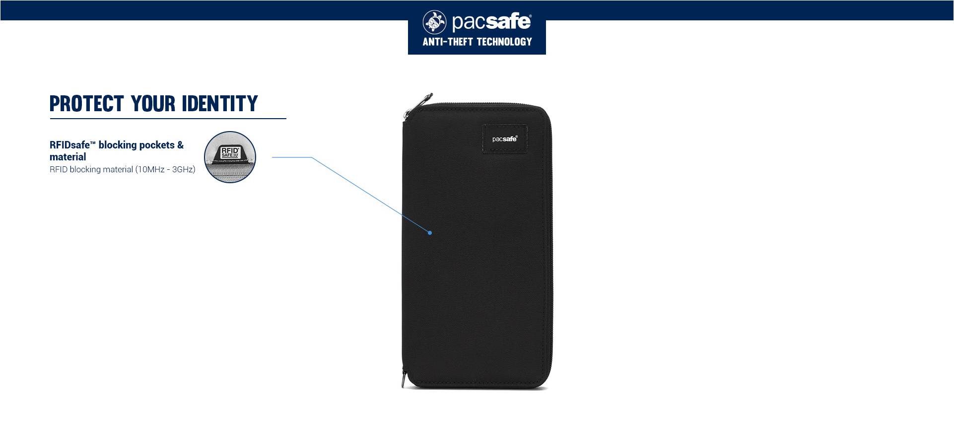 Система защиты портмоне Pacsafe RFIDsafe travel wallet